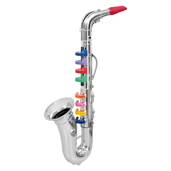Click N' Play Toy Saxophone for Kids with 8 Colored Keys, Kids Musical Instruments Ages 6-12, Plastic Saxophone in Metallic Silver, Great Musical Gift