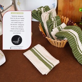 COTTON PULSE Terry Dish Towels, Pack of 6, 30 x 50 cm, Highly Absorbent Kitchen Cleaning Cloths 12"X20" Green