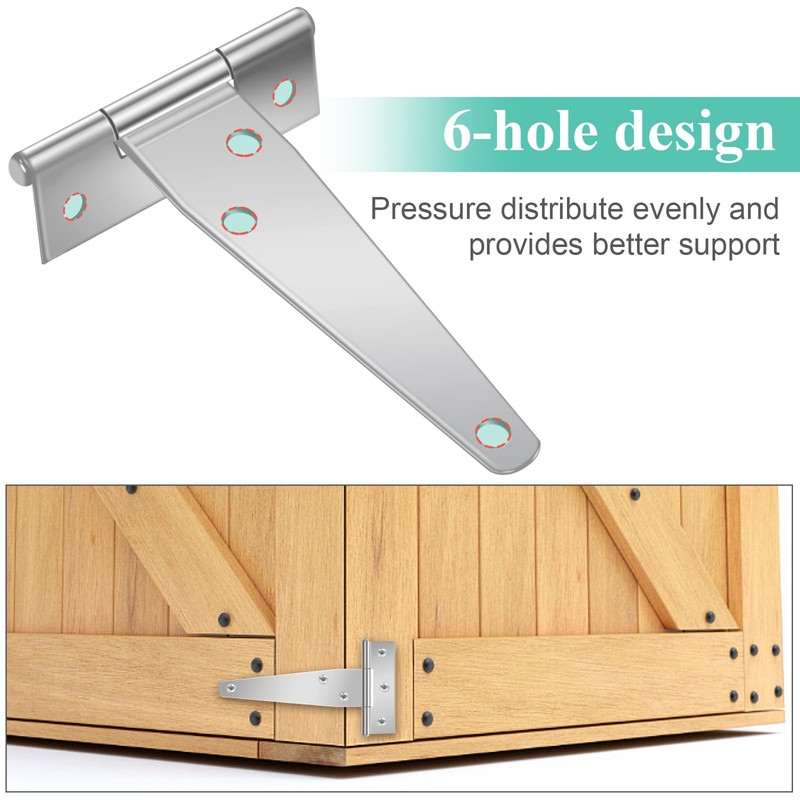 Shed Door Hinges, 6 Pack Heavy Duty T Strap Hinge
