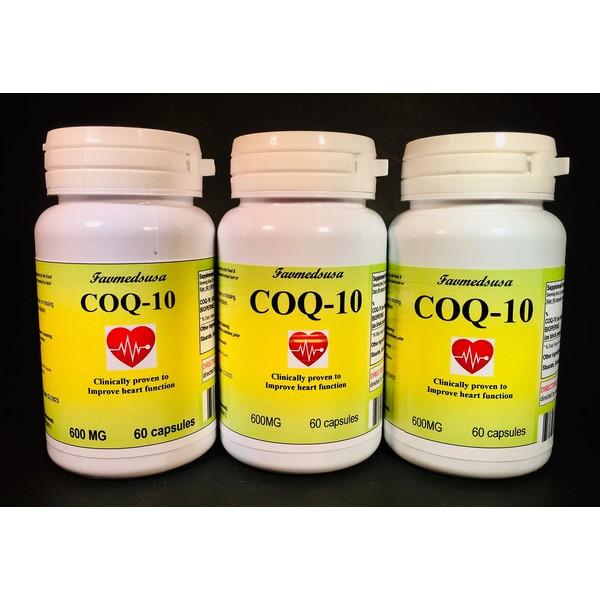 CoQ-10 Q-10 coq10 CO Q10 co-Enzyme 600mg - Various Sizes. Made in USA (CoQ-10 Q-10 coq10 CO Q10 co-Enzyme 600mg - 180 (60 x 3) Capsules. Made in USA)