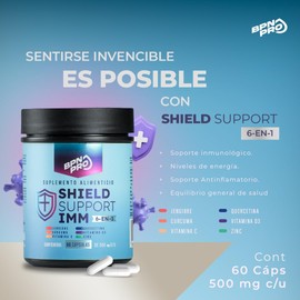 Shield Support – Con Jengibre, Cùrcruma, Vitaminas C y D3, Zinc, Quercetina, Astaxantina y Pimienta Cayetana – Suplemento Antioxidante y Refuerzo Inmunológico – Fórmula Natural – 60 Cápsulas – BPN PRO