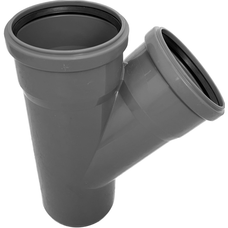 KACZMAREK Grey PP T-piece connector DN 40 x 40/45° with