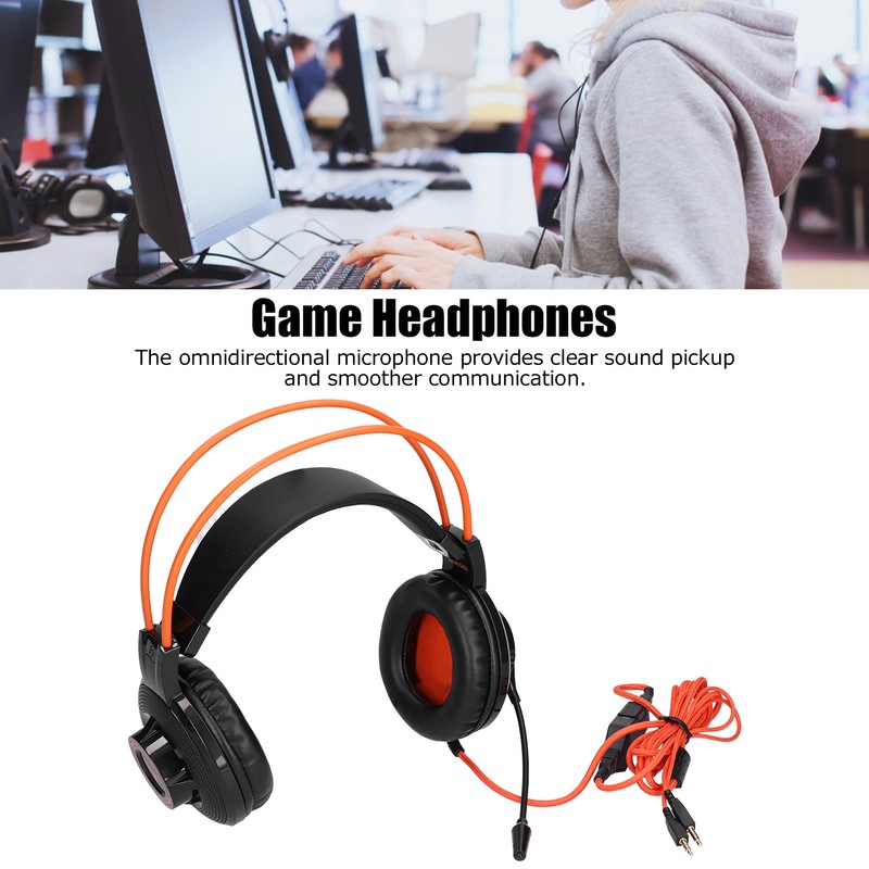 Gaming Headset Adjustable Lightweight Game Headphones with Microphone Volume Control