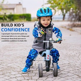 Innovative Soft Kids Knee and Elbow Pads with Bike Gloves | Toddler Protective Gear Set w/ Bag | Roller-Skating, Skateboard, Bike for Children Boys Girls ((2nd Gen) Ocean Camo, Small (2-4 Years))