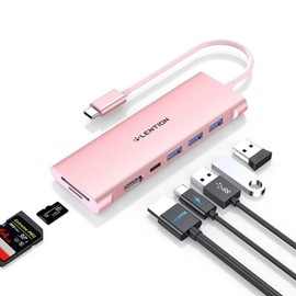 LENTION Hub USB C Multipuerto con HDMI 4K, 3 USB 3.0, Lector de Tarjeta SD/Micro SD, PD 100W para MacBook Pro 2023-2016, Nuevo Mac Air y Otros Dispositivos Tipo C, Adaptador con Stable Driver (C36B)