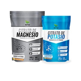 NATSA Citrato de Magnesio 500 g y Citrato de Potasio 500 g | 1 scoop diario de c/u | Excelentes propiedades relajantes y para mejorar la salud ósea | Calidad Premium | Ingredientes Puros
