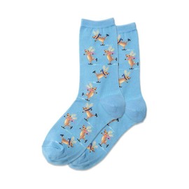 Hotsox Women's Skating Reindeers Socks 1 Pair, Light Blue, Women's 4-10 Shoe