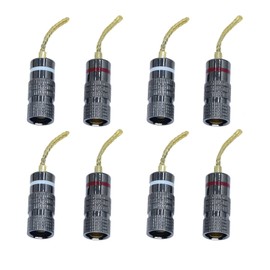 Screw-Type Connectors Deadbolt Flex Pin Banana Adapter Plug to 4mm Female Bananas Jack Center Surround Wire for Spring Loaded Speaker Terminals Inputs 8 Pack