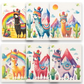 SWEDEdishcloths - Eco Friendly Cellulose Sponge Dish Towels - Mixed Set of 6 (One of Each Design) Llama Swedish Dish Cloths
