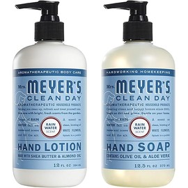 Mrs. Meyers Clean Day, 1 Pack Liquid Hand Soap 12.5 OZ, 1 Pack Hand Lotion 12 OZ, Rainwater, 2-Packs