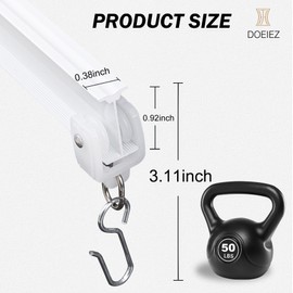 DOEIEZ Aluminum Ceiling Curtain Track Set with Hooks Ceiling Mount and Wall Mount Room Divider Sliding Curtain Tracks Rods Flexible Heavy Duty Curtain Rail Hook Sets,White,12FT