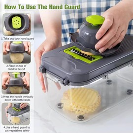 Yurdas Vegetable Chopper and Slicer Set, 14-in-1 Mandoline Slicer with Collection Container & Multiple Blades for Kitchen