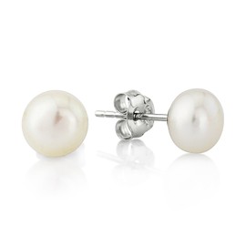 Orphelia Women's Earrings 925 Silver Rhodium Plated Round Cut White Pearl/7006/2