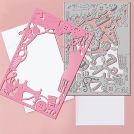 GLOBLELAND Sewing Tools Frame Cutting Dies Sewing Machine Die Cuts Metal Model Button Cutting Dies Template for Card Making Decoration DIY Scrapbooking Album Craft Decor