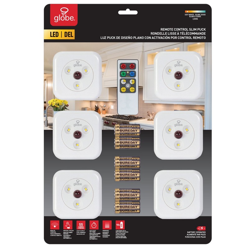 LED Under Cabinet Slim Puck Light 6-Pack, Universal Remote Control