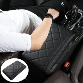 RAKSONIC Car Armrest Cushion with Comfortable Memory Foam,Upgrade Car Console Armrest Pad,Premium PU Leather Car Armrest Cover,Universal Car Center Console Pillow,Car Accessories(Black3)
