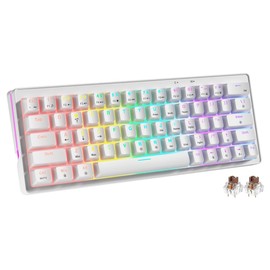 abucow 60% Mechanical Gaming Keyboard Brown Switch Wired Compact Keyboard with RGB Backlight Anti-Ghosting No-Conflict 63 Swappable keycaps Ergonomic Design for Windows/Mac
