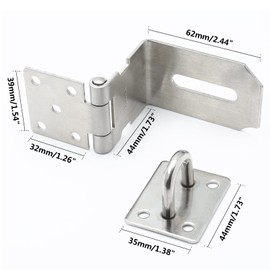 Bonsicoky Door Hasp Latch 90 Degree Right Angle Padlock Hasp 304 Stainless Steel Safety Clasp Hasp Latch Lock, Silver