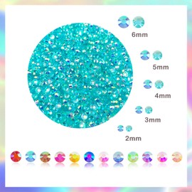 CLRDIVA Craft Rhinestones Resin 4mm Transparent Aquamarine AB Rhinestones for Crafting Flatback Rhinestone Bedazzling Gems Bulk Jelly Crystals Diamonds for Tumblers Nails Makeup DIY Bling Decoration