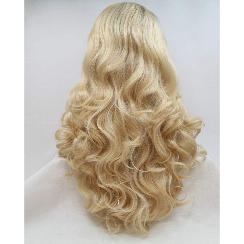 Ombre Blonde Glueless Lace Front Wig 2 Tones Light Brown