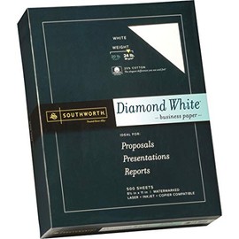 Southworth 25% Cotton Business Paper, 8.5" x 11", 24 lb/90 GSM, Diamond White, 500 Sheets - Packaging May Vary (31-224-10)