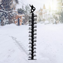 MUMTOP Snow Gauge Outdoor, 24 Inch Iron Art Snowfall Measuring Stick, Snowboard Winter Yard Stake for Garden Lawn Christmas Decoration Gift