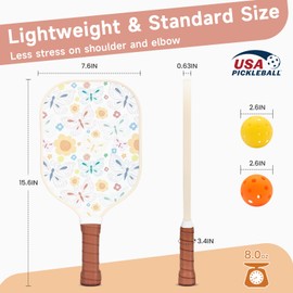 Womens Pickleball Paddles, Pickleball Paddles Set of 2, USAPA Approved Fiberglass Pickle Ball Set with 2 Cute Lightweight Pickleball Rackets, 2 Indoor &2 Outdoor Balls,1 Pickleball Bag for Women,