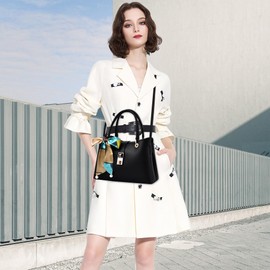 DORRISO Fashion Small Women's Handbag Elegant Handbag with Chic Bow Shoulder Bag PU Leather Women's Shopper Bag for Travel Shopping Work Holiday Business Messenger Bags, black, Elegant