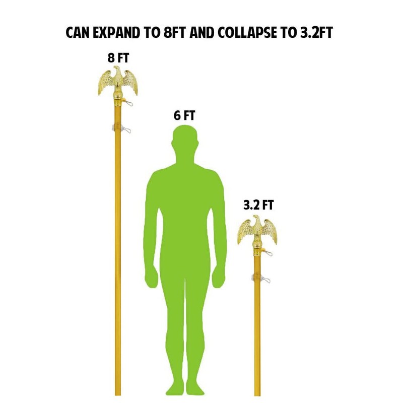 8ft Gold Aluminum Flag Pole (Eagle Top)