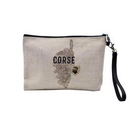 Canvas Bag - France Carte Ancienne Creation Original Tous les Department Francais Collection - Linen Look Cosmetic Bag - Toiletry Bag - Purse, Corsica, Cosmetic bag