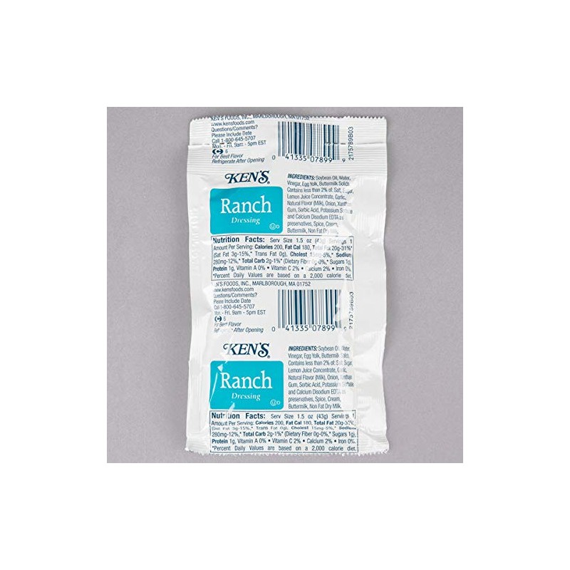 Ken's 1.5 Ounce Ranch Dressing Packets, Case of 60