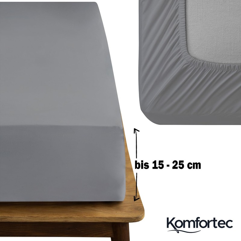 Komfortec Jersey Fitted Sheet 180 x 200 cm, 100% Cotton,