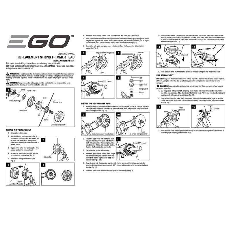 EGO Power+ AH1531 Replacement Rapid Reload Plus Trimmer Head (Anti-Clockwise)
