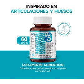 Suplemento Para Articulaciones, Huesos y Msculos Lifeed5 60 Cpsulas de Glucosamina, Condrotina, Calcio, Vitamina D y Colgeno Multivitaminico para...  