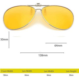 Clip-On Sunglasses Polarised Day Night Vision Clip-on Flip Up Lens Sunglasses UV400 Anti-Glare Sunglasses Clip for Women Men Driving Travel Outdoor, yellow