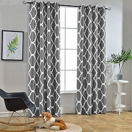 Melodieux Moroccan Fashion Room Darkening Blackout Grommet Top Curtains, 100 by 96 Inch, Grey (1 Panel)