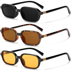 GFUIARA Rectangle Retro Sunglasses for Women Men Trendy Small Square Frame 90s Style Sunnies