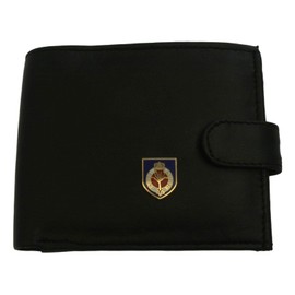 Welsh Guards Shield Black Leather Mens Wallet RFID Protection ME15