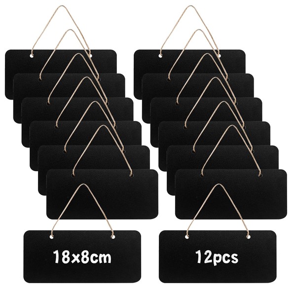 Pack of 12 Wooden Chalkboard for Hanging, Rectangular Chalkboards, Mini
