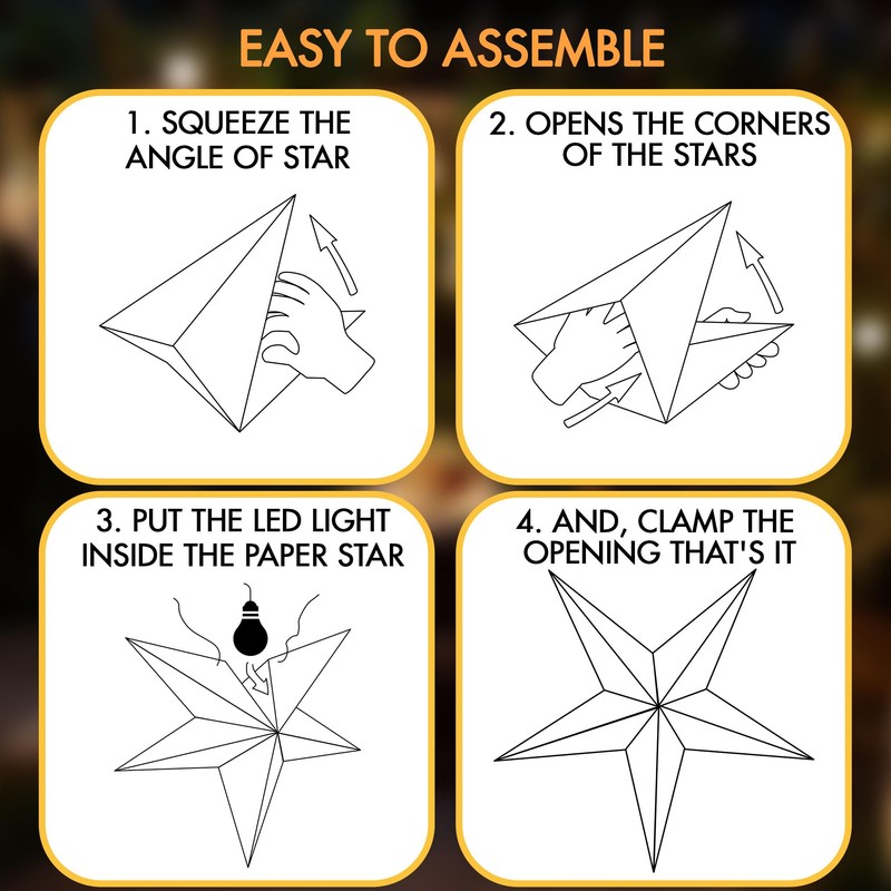 GalaxyArts Paper Star Lanterns, 24 Inch Red Chakra 3D Light-Up