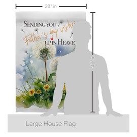 Happy Heavenly Father's Day Flag American Flags For Outside House Banner Wall Hanging Décor Sending You Fathers Day Wish Up In Heaven Cemetery Decoration For Grave Garden Memorial Gifts Made In USA