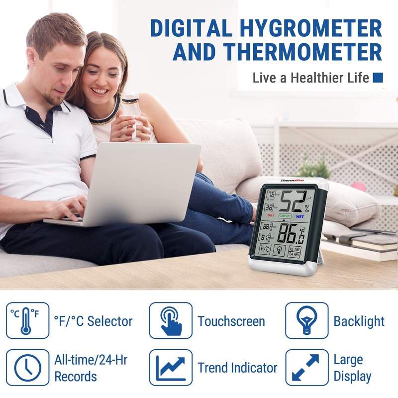 Thermopro Tp55 Digital Indoor Hygrometer Thermometer, 4-Inch Temperatu