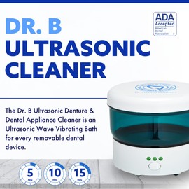 Dr. B Dental Solutions Ultrasonic Cleaner – Efficient Dental Cleaner with High-Frequency Waves for Removing Debris and Stains from Dentures, Night Guards, Retainers, and Aligners