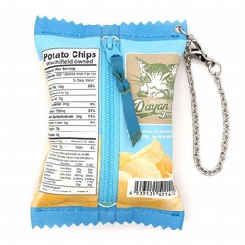 Wachifudo Dayan Cat Dayan Genuine Leather Potato Coin Purse with Chain, Blue, blue