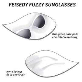 FEISEDY Women Plush Fuzzy Cat Eye Sunglasses Punk Soft Velvet Shades Ladies Handmade Party Masquerade Eyewear B2877