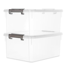 Citylife 17 QT Plastic Storage Bins with Latching Lids Stackable Storage Containers for Organizing Large Clear Storage Box for Garage, Closet, Classroom, Kitchen, 2 Packs