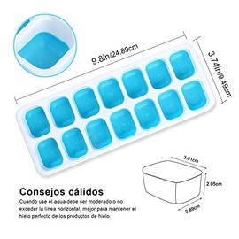 4 Pcs Ice Cube Bandejas para cubitos de hielo, CoWalkers moldes para cubitos de hielo, bandejas de hielo de fácil liberación , sin BPA, no tóxicos y seguros, apilables y duraderos (Azul)