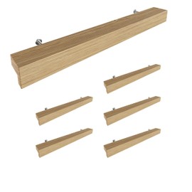 Sossai Wooden Furniture Handles Made of Oak | GAH01 | Hole Spacing 160 mm, Length 220 mm, Pack of 6