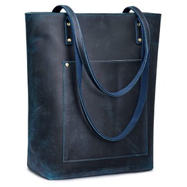 S-ZONE Women Vintage Genuine Leather Tote Bag Large Shoulder Purse Work Handbag