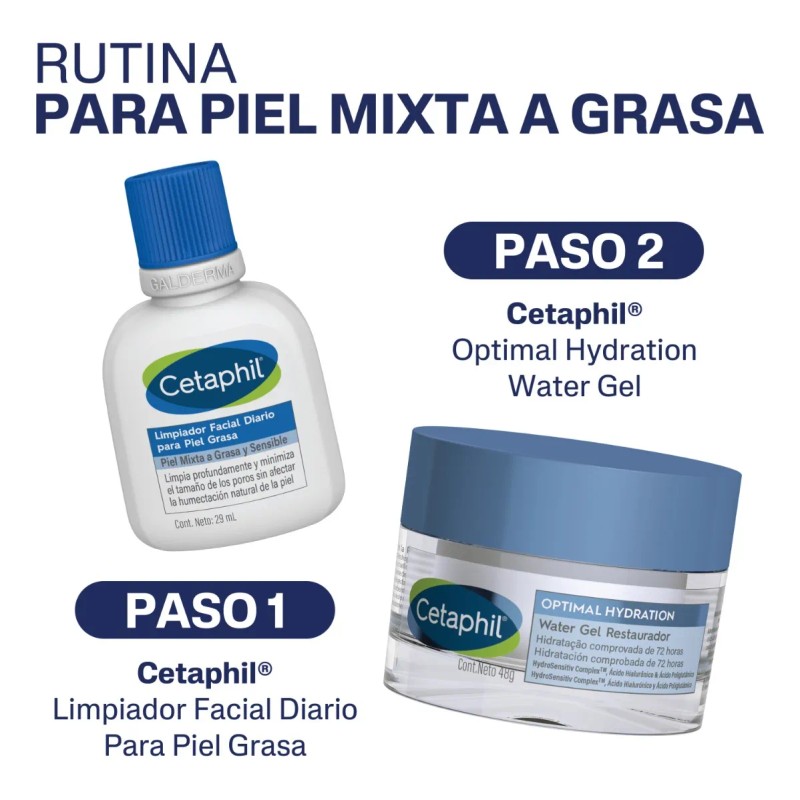 Cetaphil Kit Water Gel 48 g y Limpiador Facial 29